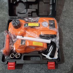 Electric Car Jack, 5 Ton Hydraulic Jack Lift with Electric Impact Wrench, Built-in Inflatable Pump
