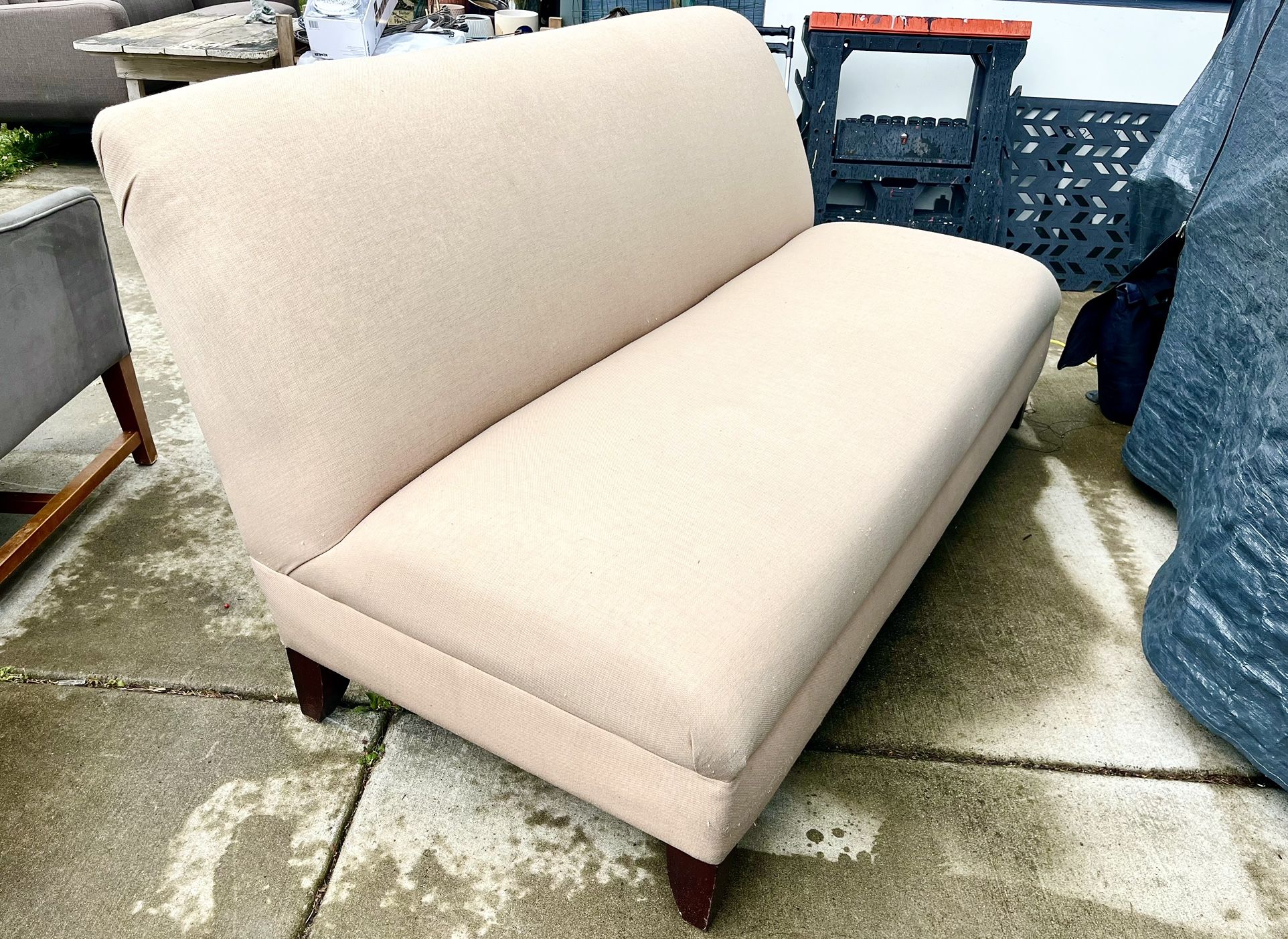 Cute Cream Armless Bench Sofa