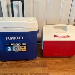 Coolers-Wheeled 30qt Igloo($20)- Playmate ($5)