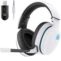 Gtheos 2.4GHz Wireless Gaming Headset for PC, PS4, PS5, Mac, Nintendo Switch, Bluetooth 5.2 Gaming Headphones with Detachable Noise Canceling Micropho