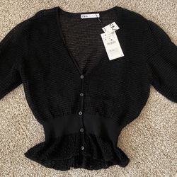 Woman Black Cardigan Size L Nwt