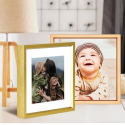8x8 inch gold metal square photo frame with HD glass (46)