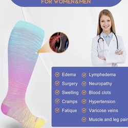 3 pairs Plus Size Compression Socks for Women Men Wide Calf Extra Large 15-20 mmHg Knee High Sock for Nurses Pregnant Travel