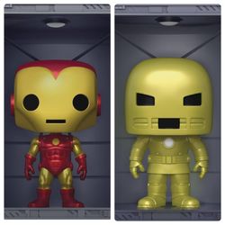 Funko Pop! Marvel: Iron Man Hall of Armor Model 4 Deluxe Vinyl Figure And  Iron Man Hall of Armor Model 1