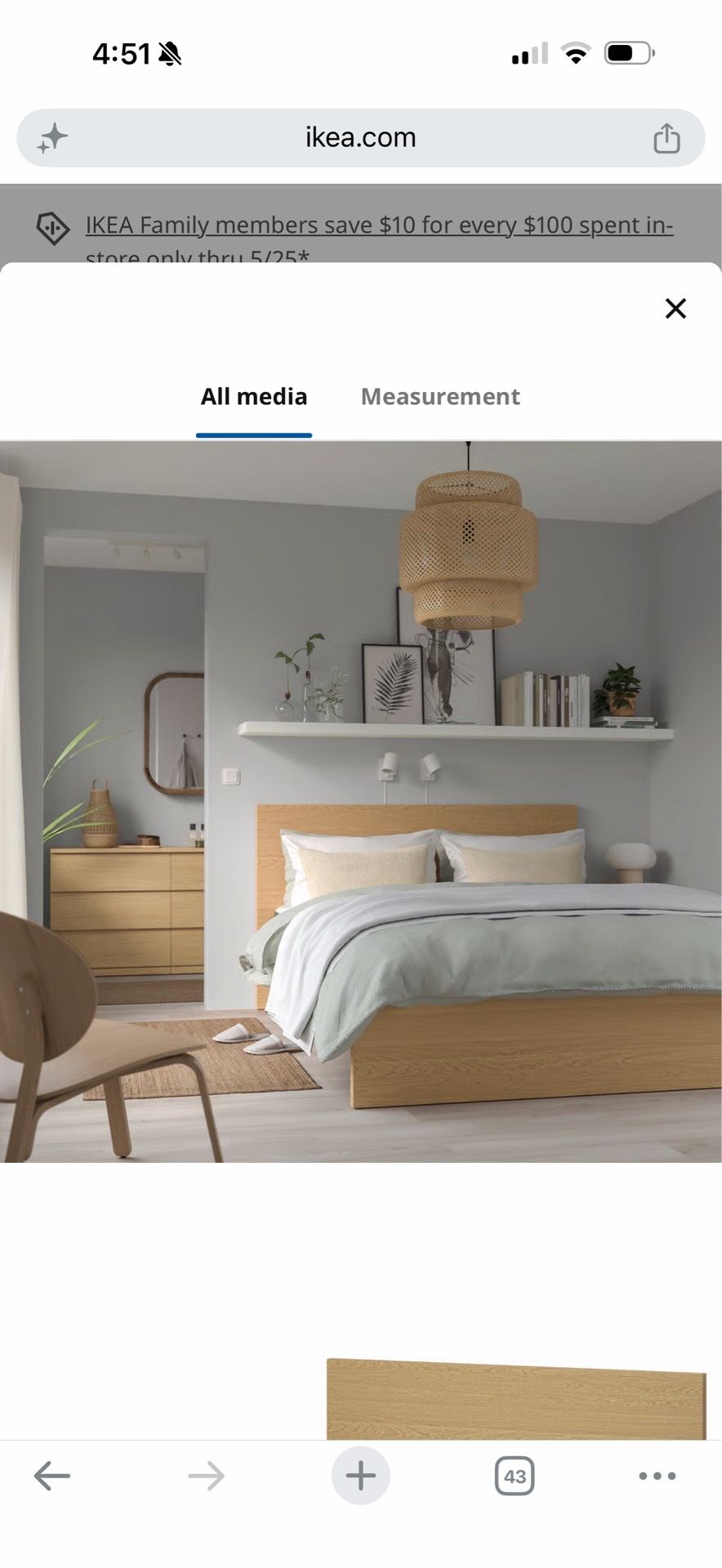 IKEA Malm Queen Bed in Oak Veneer