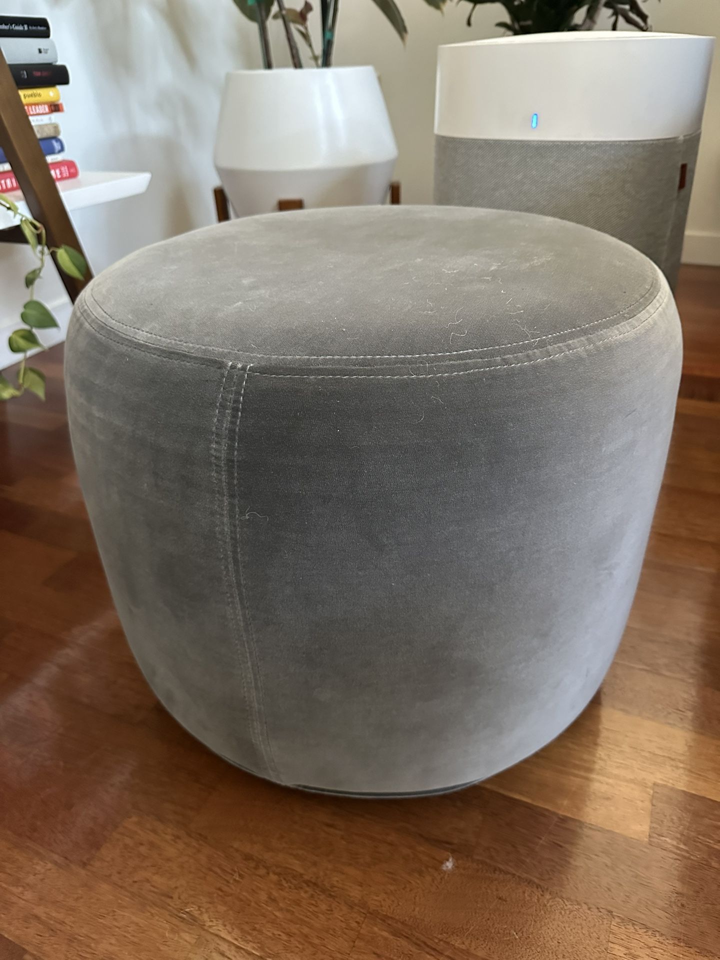 Gray Suede Pouf