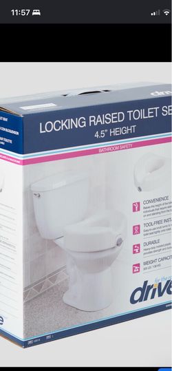 New Drive Medical locking raised toilet https://offerup.co/faYXKzQFnY?$deeplink_path=/redirect/ adds 4.5 inches of height to the toilet.The seat featu
