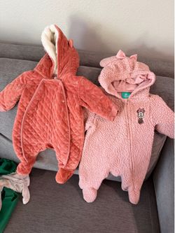 Baby girl clothing bundle- fall winter styles, mix of new and vintage fashions pajamas sleeper onesie pants and outerwear