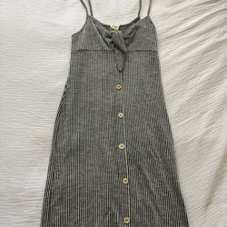 Caution to the Wind sundress, black and white pinstripes, Size: M