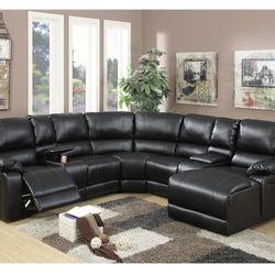 Black Sectional Sofa With Chaise And Recliner