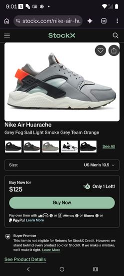 NIKE AIR HAURACHE GREY MEN 8.5