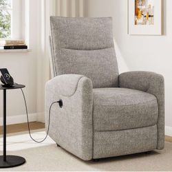 Recliner Chair, Power Recliner Chair for Adult, Electric Home Theater Seating with USB Port, Linen Fabric, Springs Seat Cushion, Reclining Single Sofa