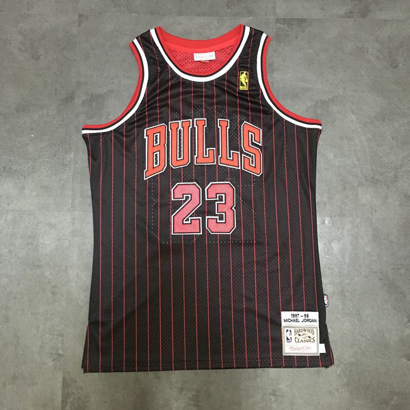 Michael Jordan - Chicago Bulls Jersey - #23 Black/Red Pinstripe - Size Medium