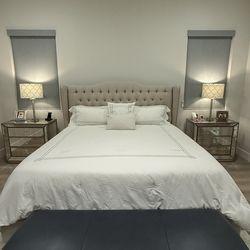 King Size Wingback Tufted Upholstered Bed Frame