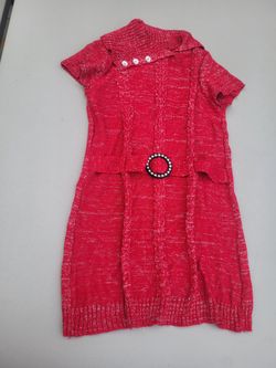 Girls 14-16 Faded Glory red knit ss dress with belt Lot 33
