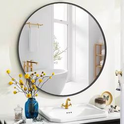 Round Metal Framed Wall Mirror