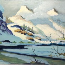 Vintage Original Landscape Painting On Hardboard 9x12" SIGNED