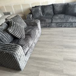 New Sofa And Loveseat Dark Gray - Ask Price $39 Down Financing 