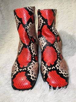 Mix NO. 6 Faux snake skin booties with block heel, size 6M. 