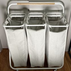Rolling 3-Section Laundry Sorter with Removable Bags – Laundry Hamper Cart on Wheels