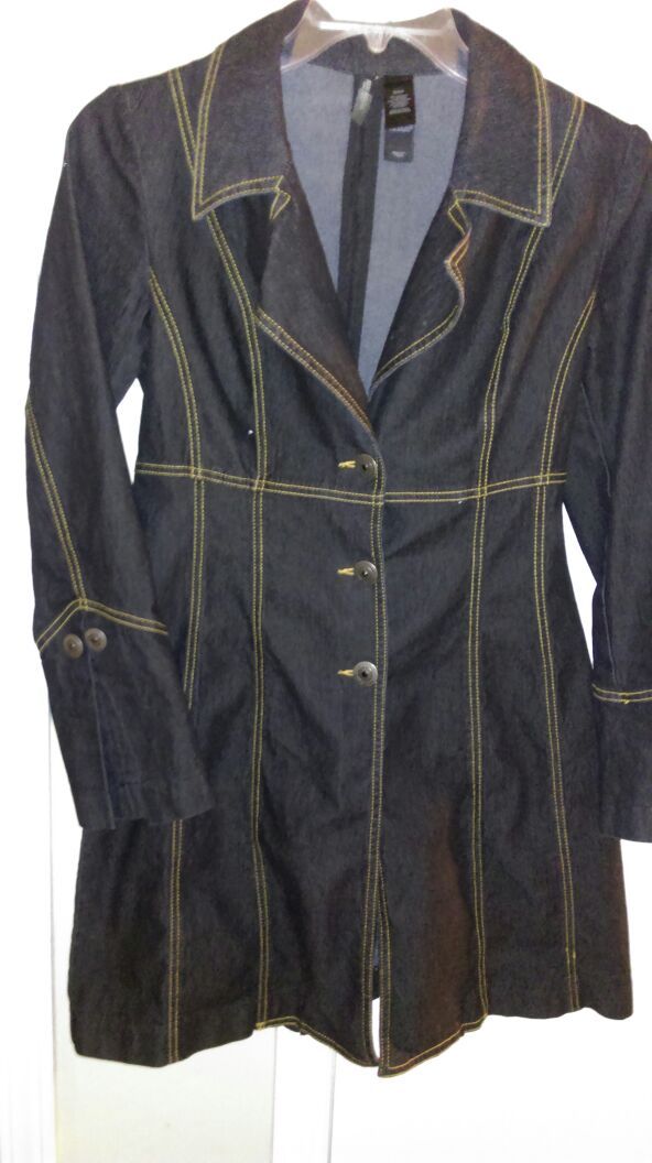 Ladies denim jacket coat mid length