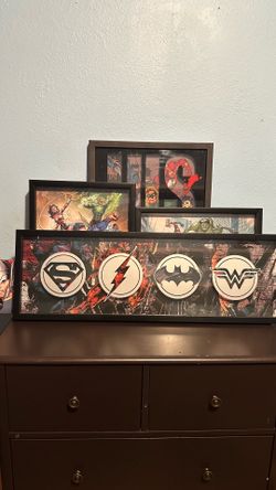 Marvel & DC Superhero Wall Art Bundle (5 Pieces) – $20
