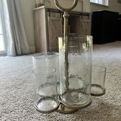 Large Glass And Bronze Candle Display - Hurricane 