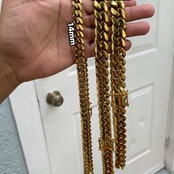 18k Box Lock Cuban Link Chains 