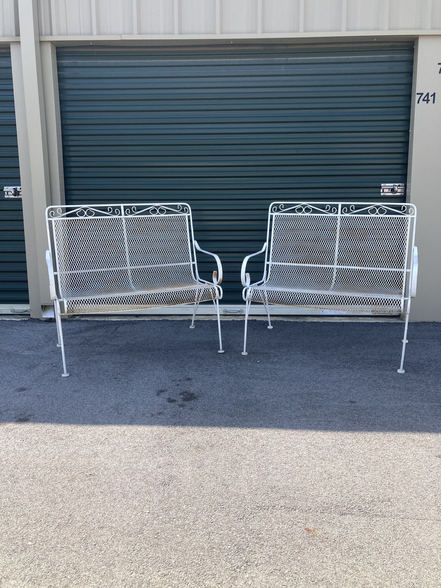 Pair Of Iron Loveseats
