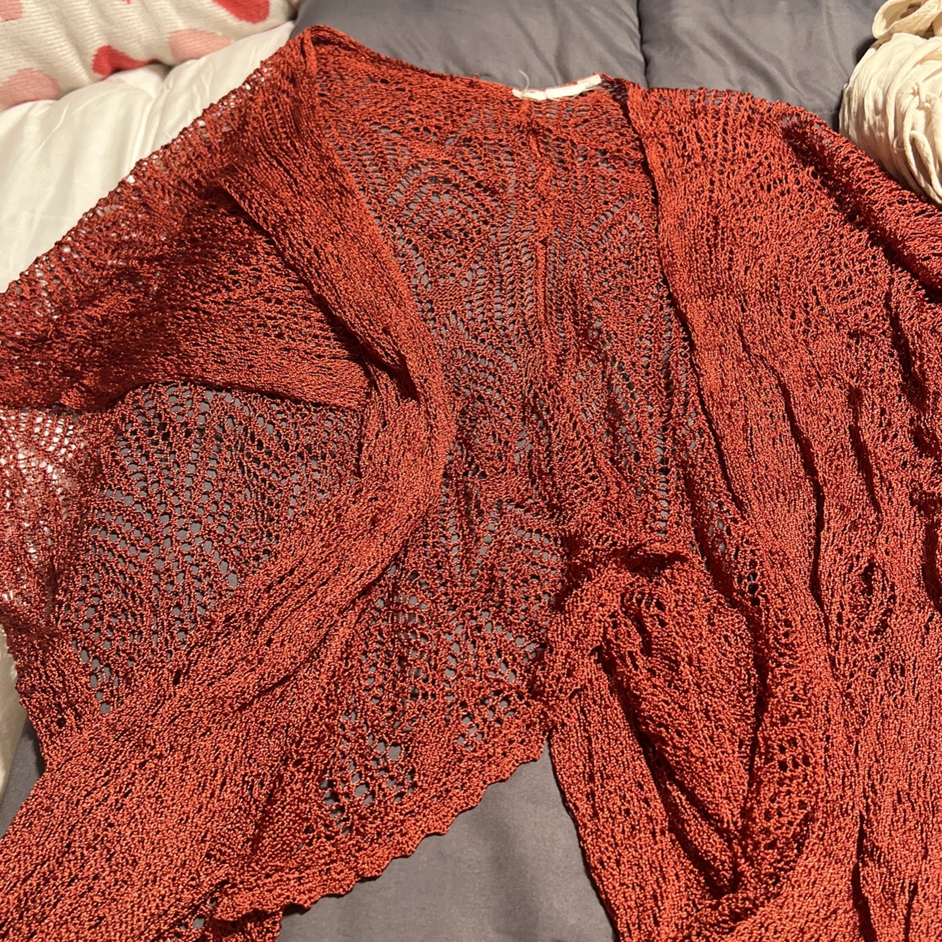 Rust Silk Crochet Shawl