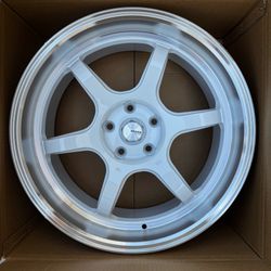 Set of 19 Inch RG-D2 Advan Style White Wheels Rims 19x8.5 +35 5x114.3 CB73.1 Set of 4