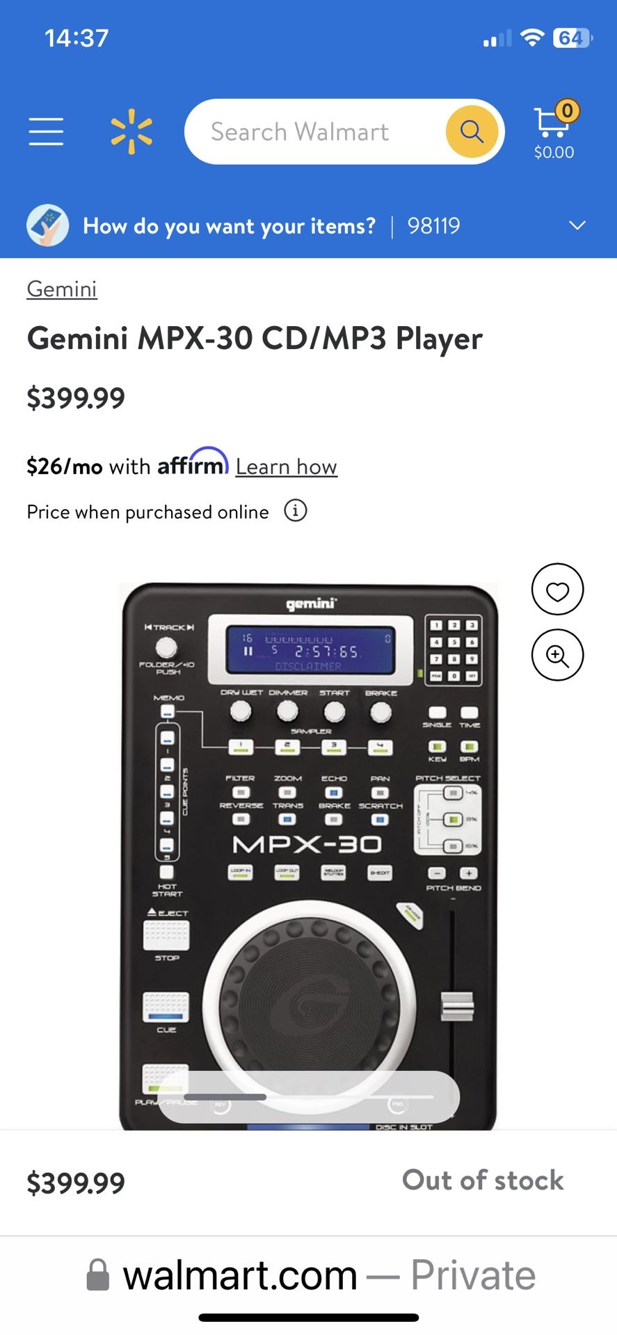 GEMINI MPX-30 CD/MP3 Player