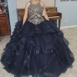Navy Blue Quinceañera Dress