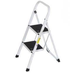 2-step folding step stool white