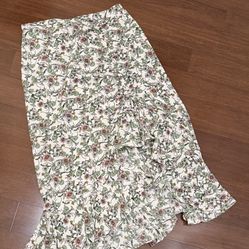 Max Studio Asymmetrical Floral Skirt - Green and Pink