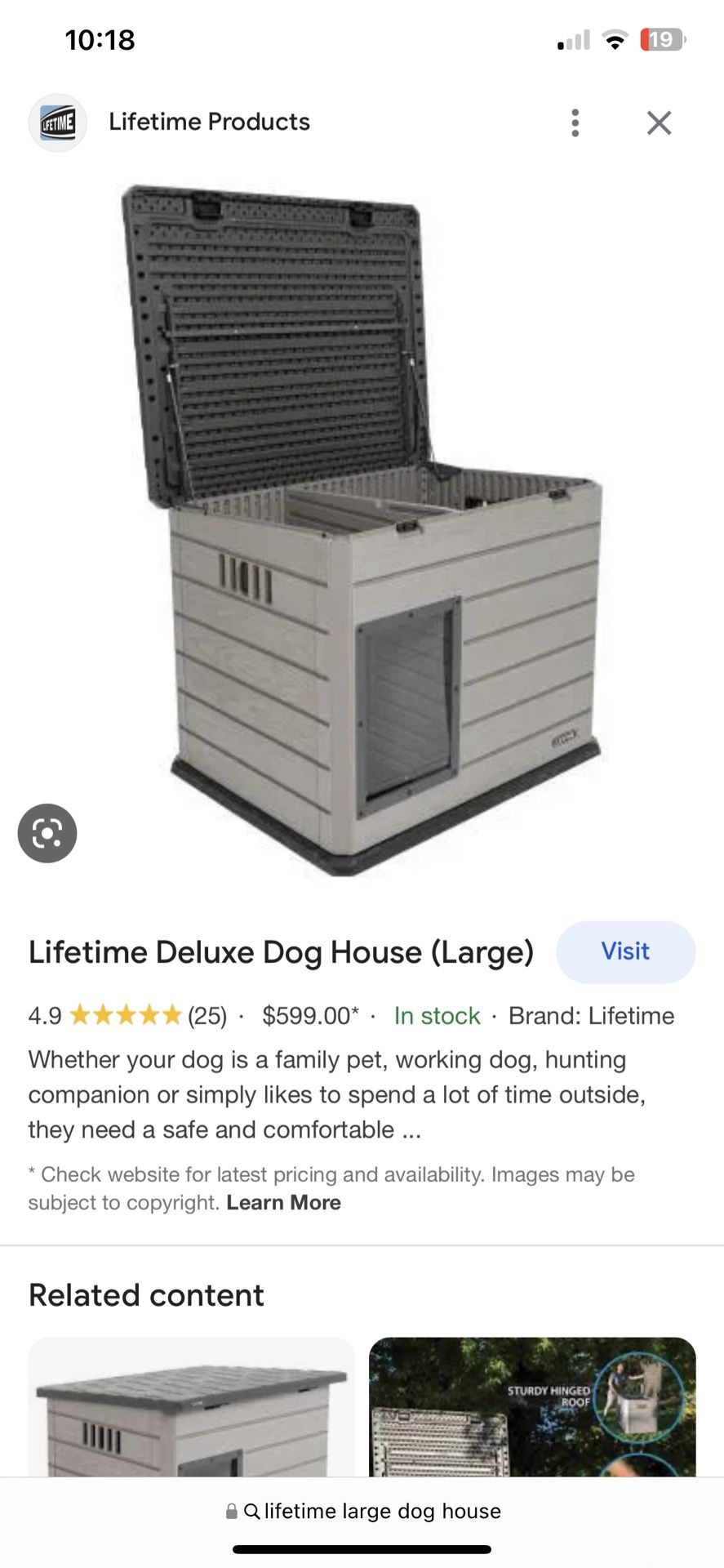 Lifetime Large dog House
