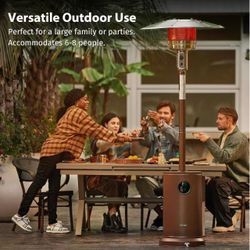50,000 BTU Patio Heater for Outdoor Use With Round Table Design, Double-Layer Stainless Steel Burner and Wheels, Outdoor Patio Heater for Home and Com