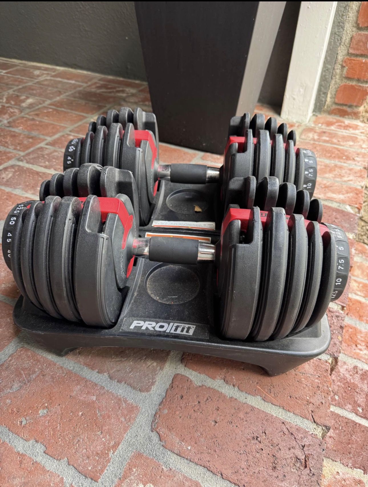 Set of 5-52.5 adjustable dumbbells