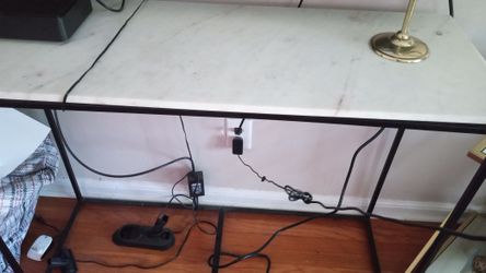 6 Black Leather chairs, Women's Size 10 Shoes Women's Size Large clothes Table With Granite Top