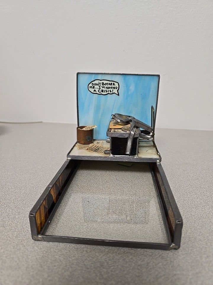 Vintage Desk Decor – "Don’t Bother Me... I’m Having a Crisis!" Office Scene