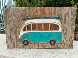 Beach VW Van Wood Art