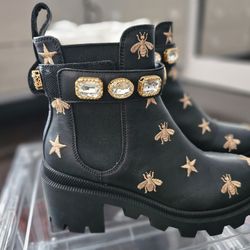 Gucci Bee Star Ankle Boots 34.5