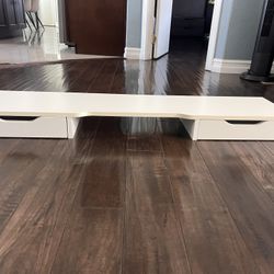 White IKEA Monitor Riser / Desk Stand with Drawers (ELLOVEN)