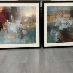 Set of 2 Framed Abstract Paintings 