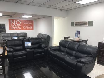 COMFY NEW MADRID MANUAL RECLINING SOFA AND LOVESEAT SET ON SALE ONLY $899. SAME DAY DELIVERY. NO CREDIT CHECK FINANCING