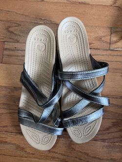 Crocs A-Leigh Mini Wedges Sandal Metallic Size 10