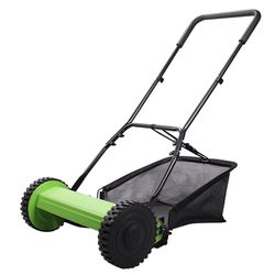 16-Inch Push Reel Lawn Mower: Eco-Friendly, Precision Steel Blades, Adjustable Heights &amp; Efficient Grass Catcher 