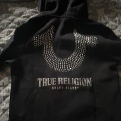 Women's Black Zip Up True Religion Hoodie