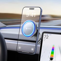 VICSEED Tesla Phone Mount【Strongest Magnet Power】 Foldable Hidden Tesla Phone Holder Fit for All Phones, Tesla Model 3/Y/Cybertruck Accessories, Tesla