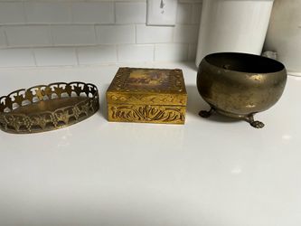 Vintage Antique Bass Trinkets Dishes Boxes